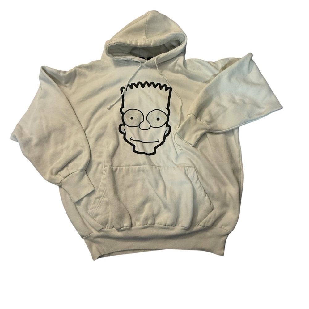 Jon Lauren Bart Simpson Graphic Hoodie White Mens XL Vintage Style Pullover